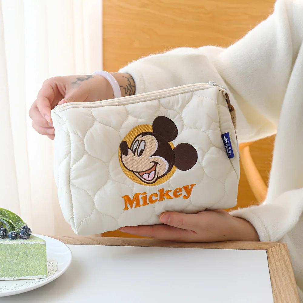 Bolsas de maquillaje de dibujos animados de Disney, Mickey Minnie Mouse, gran capacidad, organizador de artículos de tocador y cosméticos, bolsa de viaje portátil para mujer, regalos