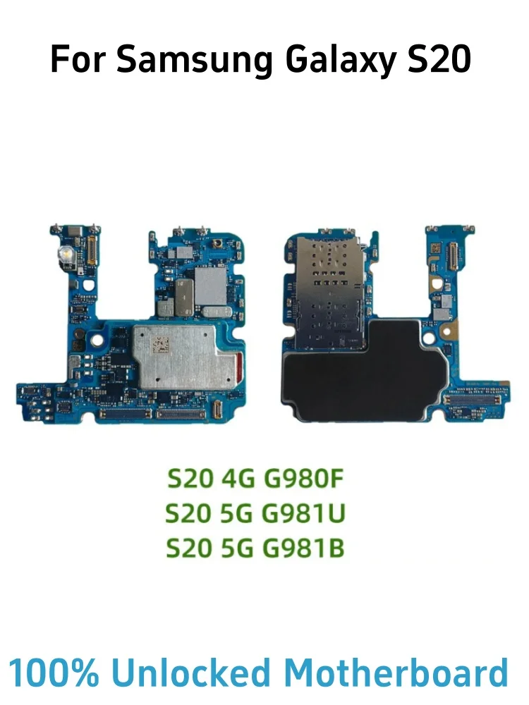 Unlocked For Samsung Galaxy S20 5G G980 Motherboard S20 Plus 5G G986U G986B Logic Board with Full Chips S20 Ultra G988 Mainboard