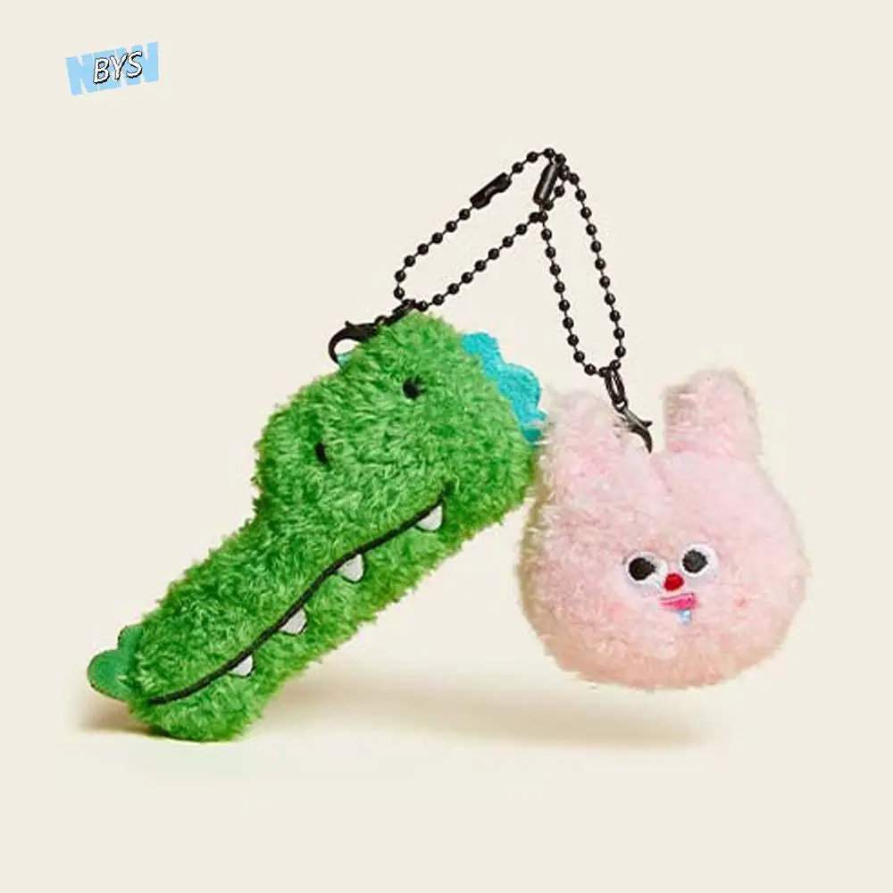 

2pcs/set Soft Crocodile Key Ring Chick Funny Plush Animal Key Buckle PP Cotton Rabbit Friends Bag Charm Car Key Accessories