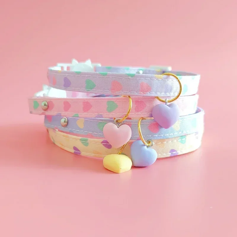 Pet Jewelry Adjustable Buckle Puppy Collar Popular Little Cat Collar Printed Pattern Heart Neck Decorative Collar Pet Supplies