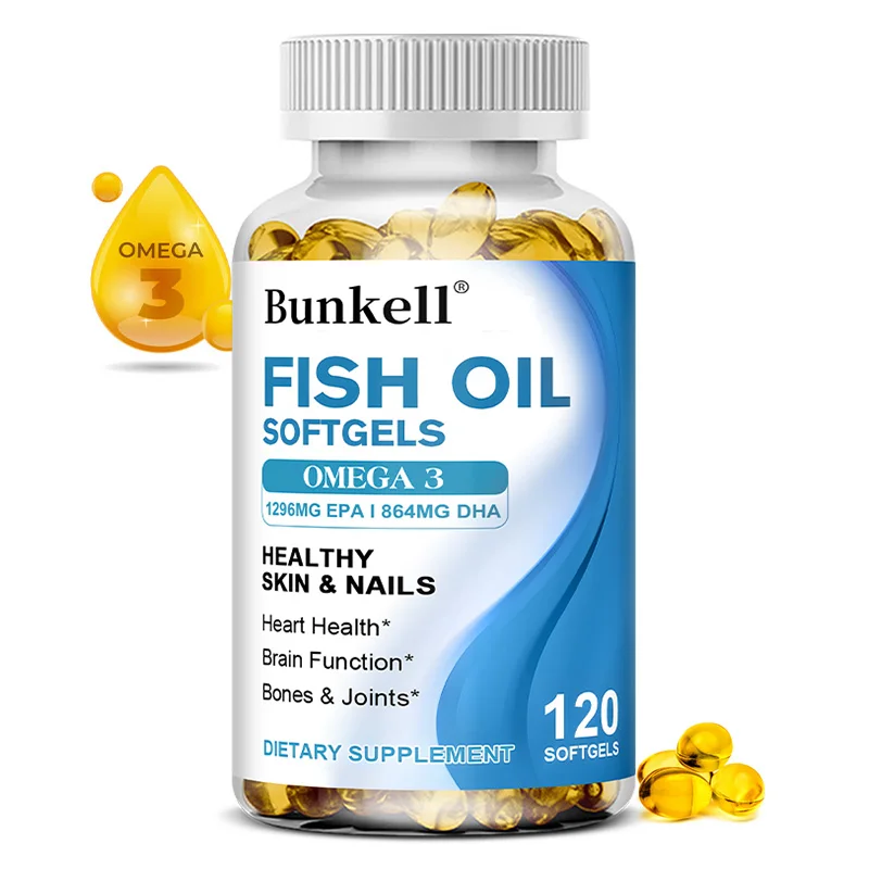 Omega 3 Fish Oil - Supplement Rich in 1296 Mg EPA & 864 Mg DHA, Supports for Heart, Skin, Joint and Brain Function Health