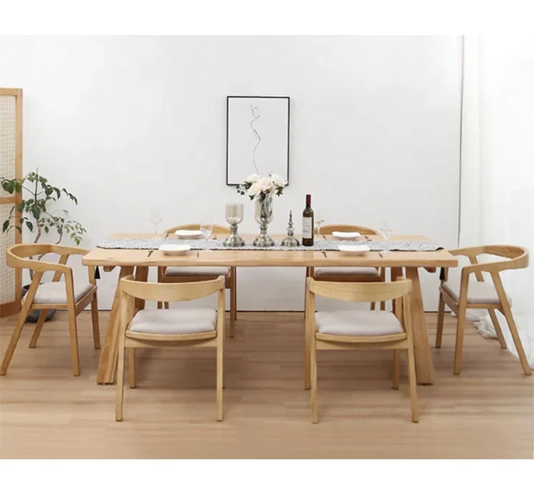 

Furniture Modern Simple solid wood dining table and chair combination of many people eat Table Apartment B&B dining table