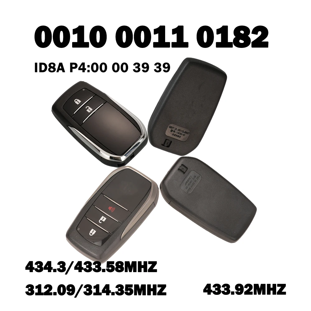 Jingyuqin 2/3 Buttons 8A P4 39 Pcv Version 0010/0011/0182 Smart Car Key Duel Frequency434.30/433.58M For Toyota Hilux Remote Fob