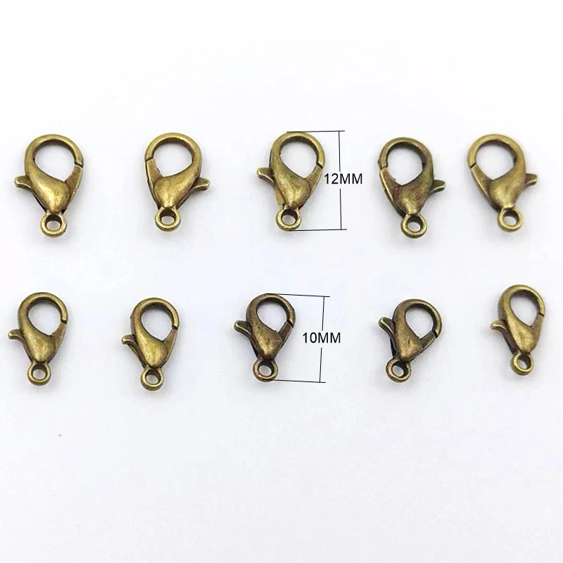 

50PCS 10/12MM Metal Lobster Clasp For Necklace Bracelet Hook Chain Close DIY Jewelry Making Accessories