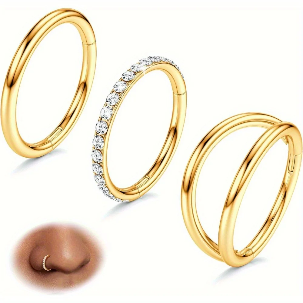 BESTEEL-Anneaux en Acier 16G pour Piercing, 1 Pièce, Anneaux Antarcans, Charnière, CZ, Conque, Bijoux, Septum, ClUnicef, Jules, Anneau, Cartilage, Helix