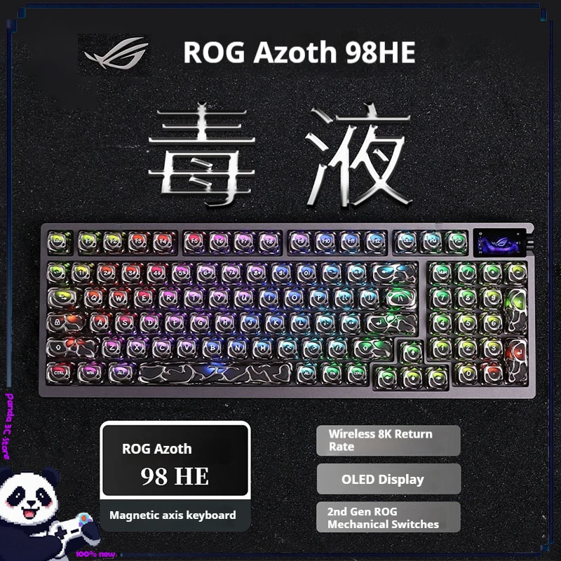 ROG Azoth 98 HE Magnetic Keyboard Wireless Bluetooth Tri-mode Gaming Keyboard RGB 8K OLED Screen ROG HFX V2 Magnetic Switch PC