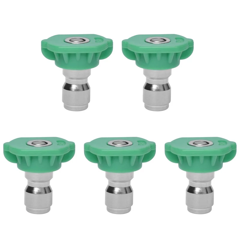 Hochdruckreiniger-Sprühdüsenspitze, 1/4 Zoll, Schnellanschluss, grüne 25-Grad-Düse, Hochdruckreiniger-Zubehör, 4000 psi, 5er-Pack