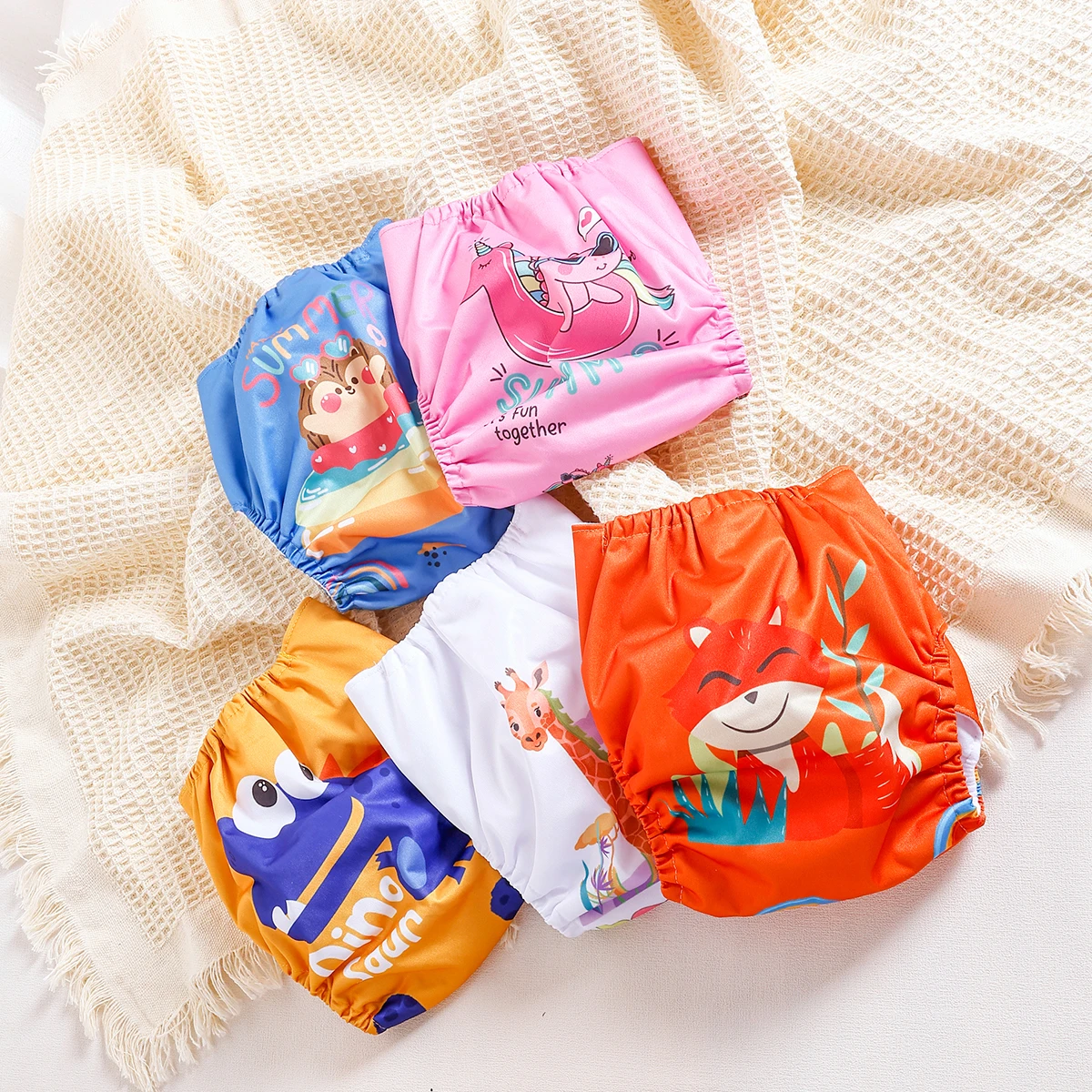 Elinfant 방수 재사용 가능한 빨 수있는 아기 천 기저귀 3-15kg, 디지털 위치 인쇄 방수 변기 훈련 바지