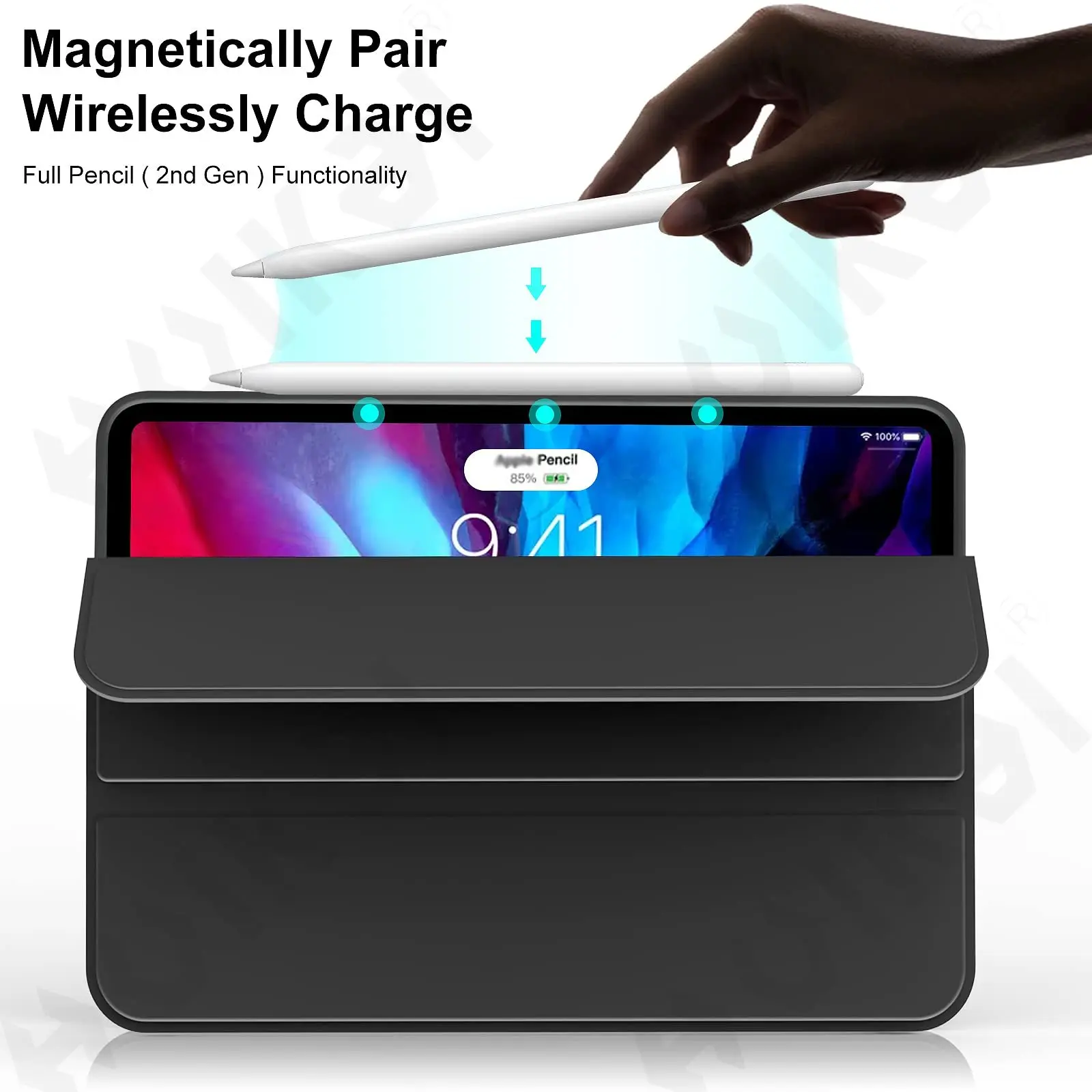 Case for iPad Pro 11 13 Air 11 13 M5 M4 M3 Mini 2025 Slim Translucent Back Tri-Fold Stand Tablet Pen Charging Auto Wake/Sleep view 3