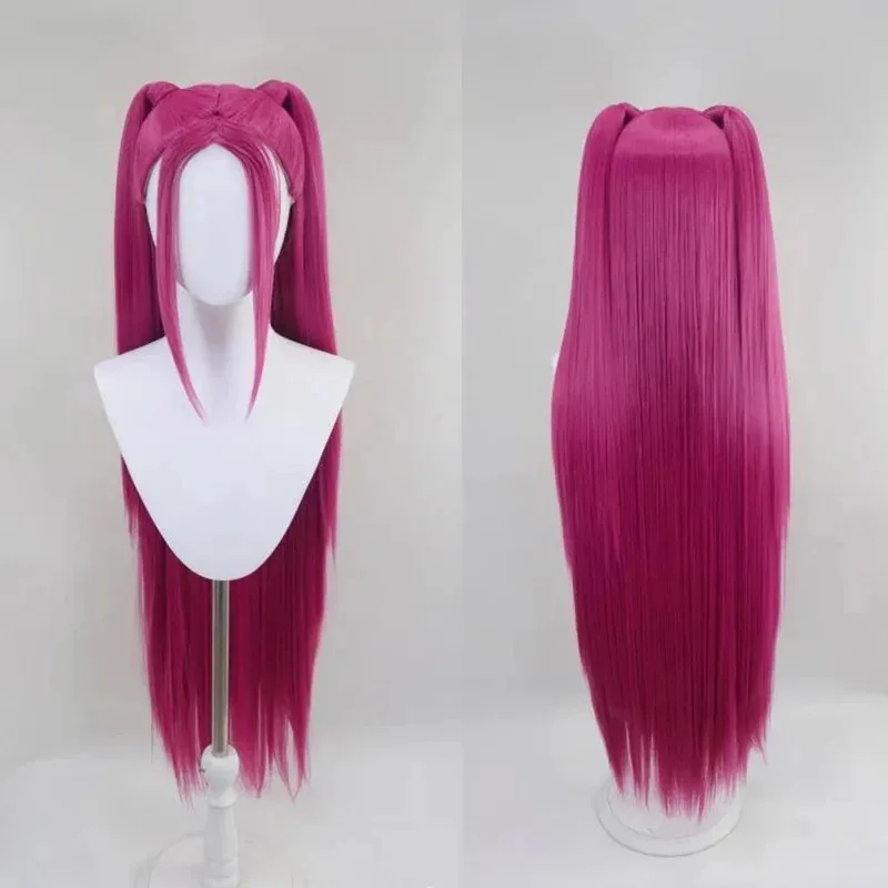 LQKPOP Huntrix Mira Cosplay peluca pendientes KPOP cazadores de demonios Rumi pelo largo rojo clip de oreja Halloween carnaval fiesta para mujeres niñas