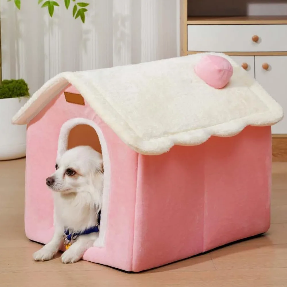 dog house indoor memory sponge, foldable dog house kennel bed mat with cushion for small medium large dogs cats, winter warm cat