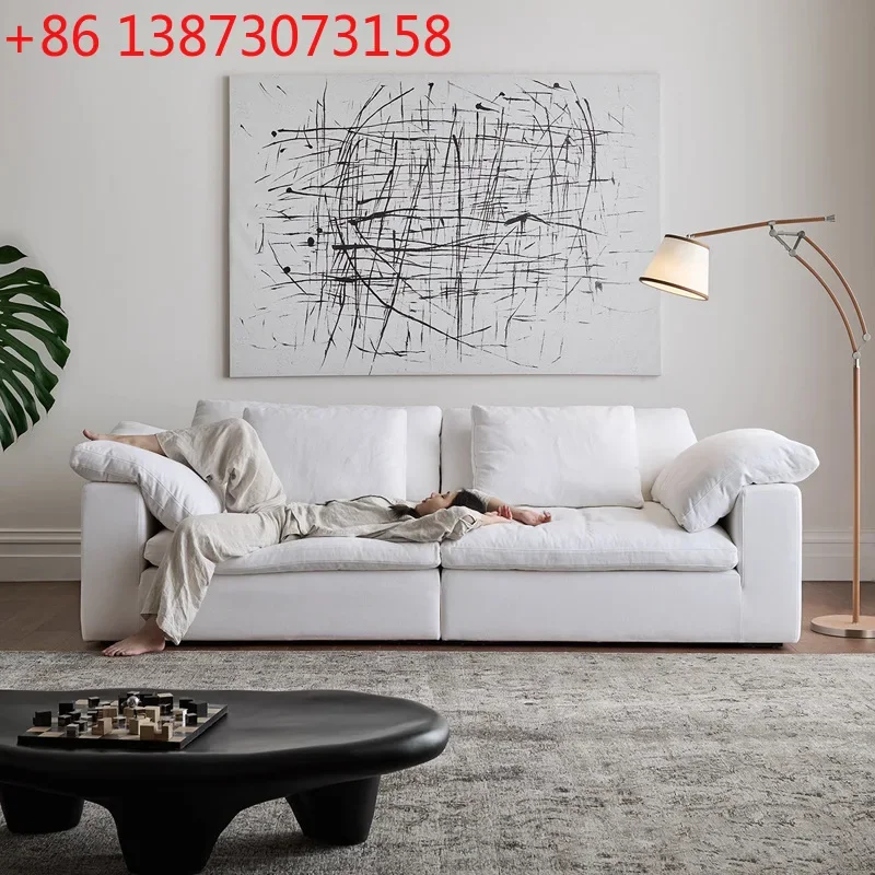 Cloud compression sofa living room cream wind wabi sandy wind small apartment home bed and breakfast lazy straight row