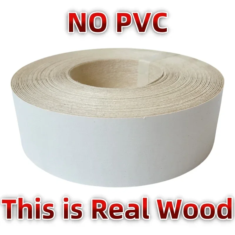 Real Wood Roll of Pre-glued Plywood Edge Banding, Easy Application Iron on with Hot Melt Adhesive, White Flexible Veneer Strips