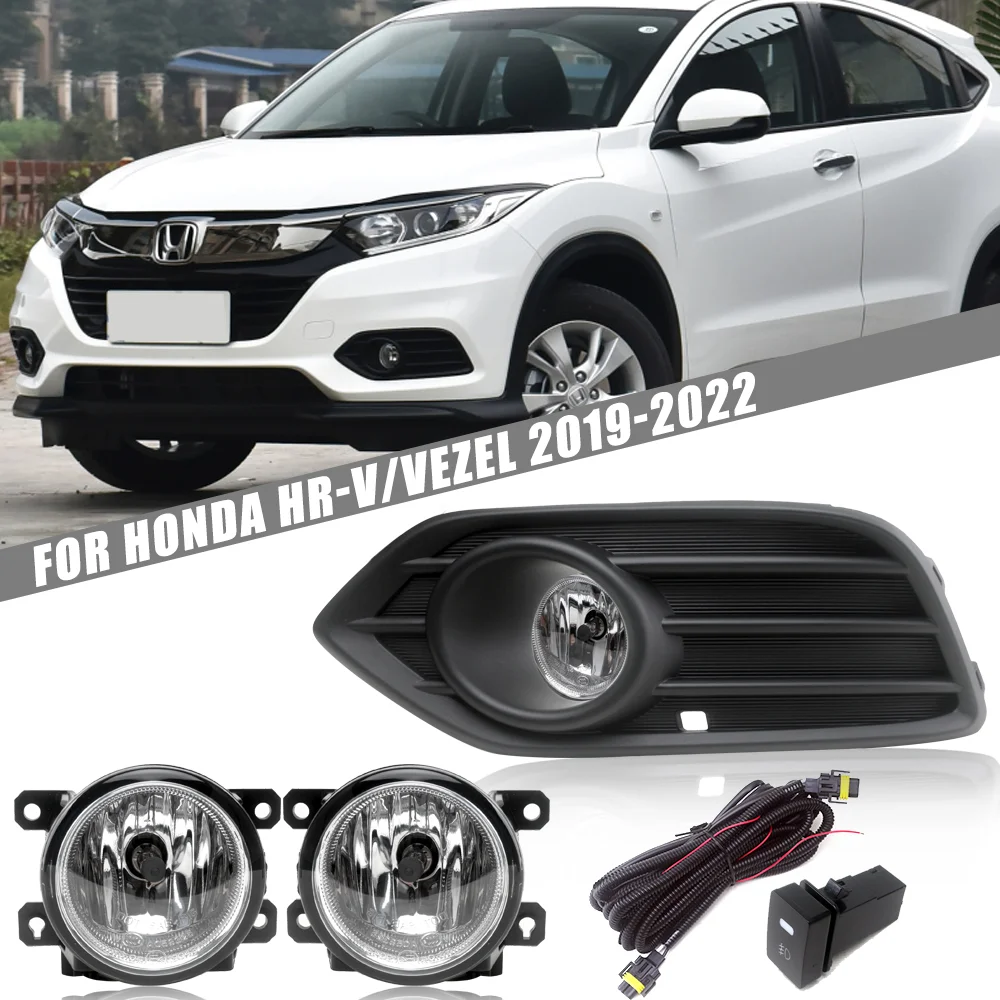 Front Bumper Fog Light Kit for Honda HR-V Vezel 2019-2022 Left & Right with Bezels Wiring Harness & Switch 12V 35W