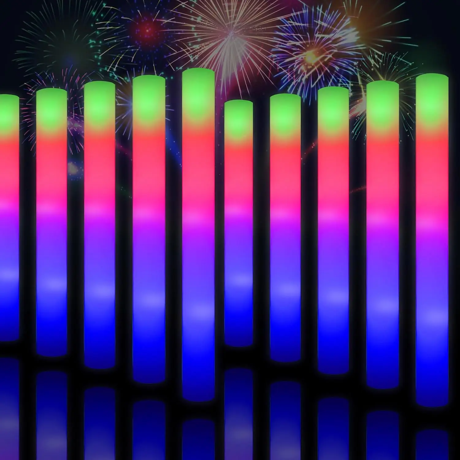

50/102pcs Foam Glow Sticks with 3 Modes Colorful Flashing Glow in the Dark Party Supplies for Wedding Christmas Concert Birthday