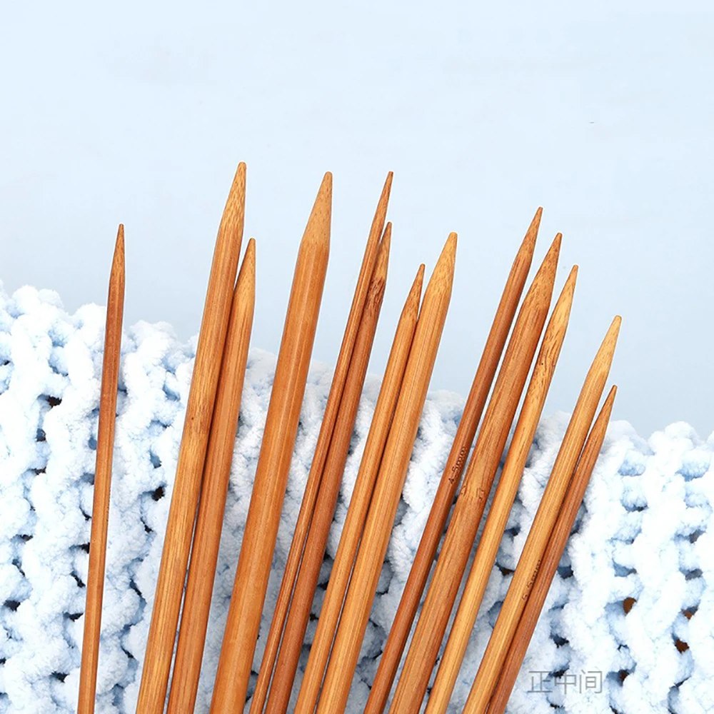 2-4pcs 2.0-12mm Double Pointed Bamboo Knitting Needles 25cm-36cm Carbonized Smooth Straight Needle For Sweater Glove Weave Craft