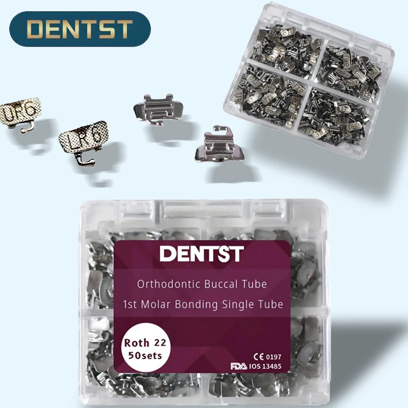 

Dentst 50Sets/200pcs Orthodontic Buccal Tube Dental 1st Molar Convertible Bondable Roth Single Tube