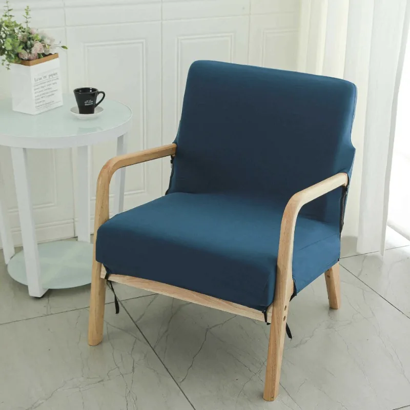 Armchair Slipcover Elastic Modern Chair Cover Zipper Stretch Wood Arm Chair Cover Protector Removable Seat Cover Home Decor