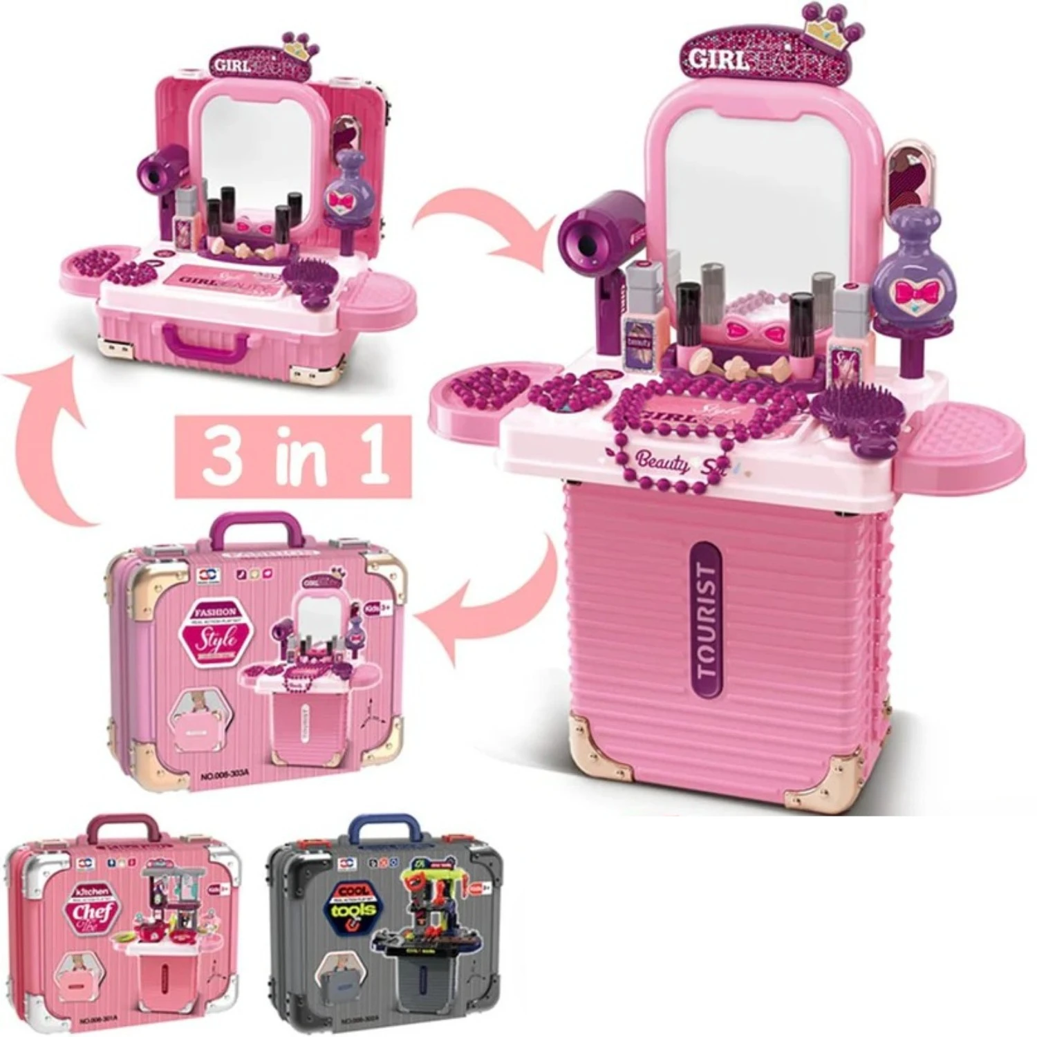 طاولة مكياج للأطفال 3 في 1 مع  - مراجعة Beauty Makeup Vanity Set وسعره