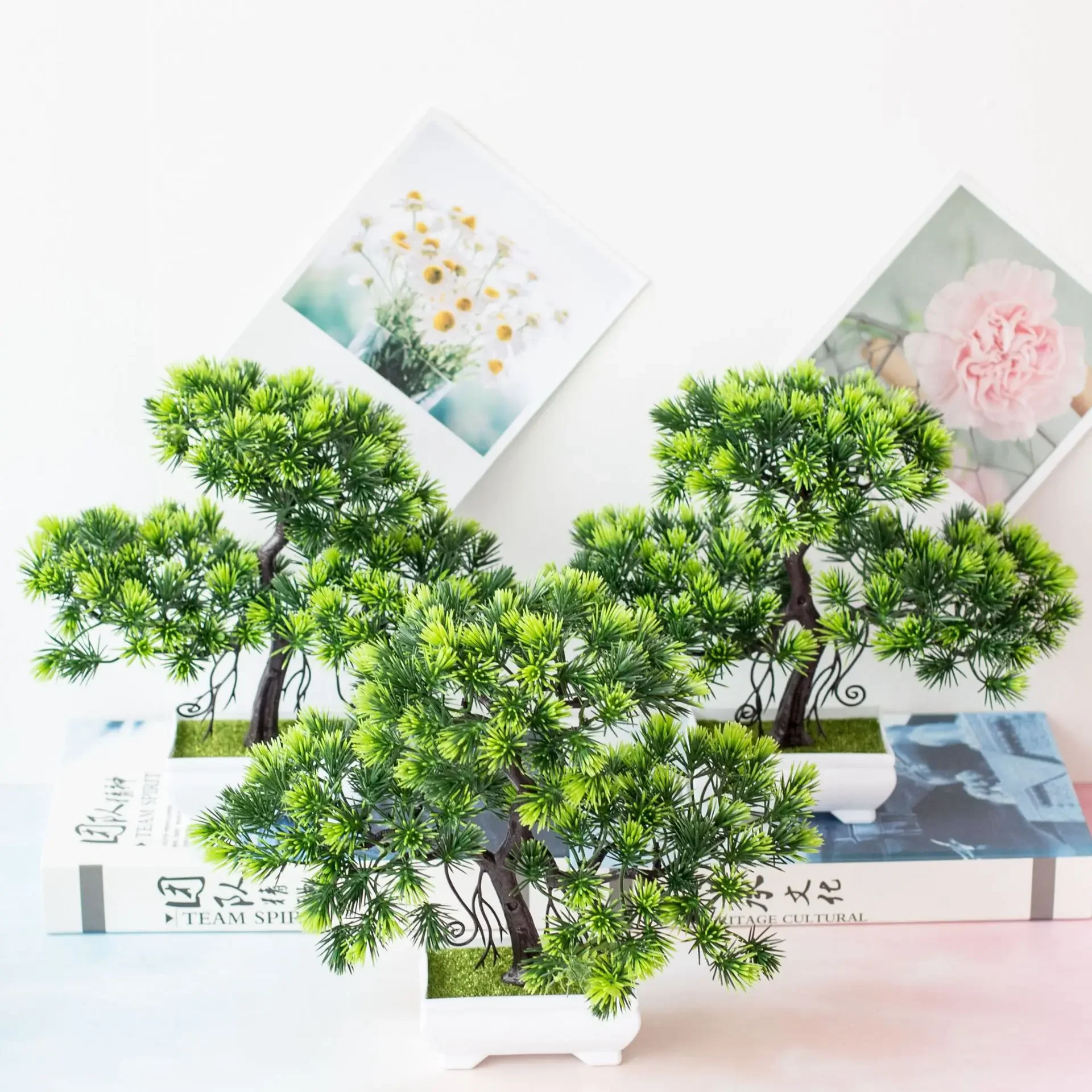 26cm Grüner Künstlicher Begrüßungsbaum im Topf, Bonsai für Zuhause, Garten, Schlafzimmer, Schreibtisch, Hotel, Party-Dekoration, Künstliche Pflanzen