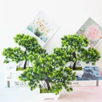 26cm Green Artificial Guest Greeting Small Tree Potted Bonsai Home Garden Bedroom Desktop Hotel Party Decor Fake Plants Bonsai