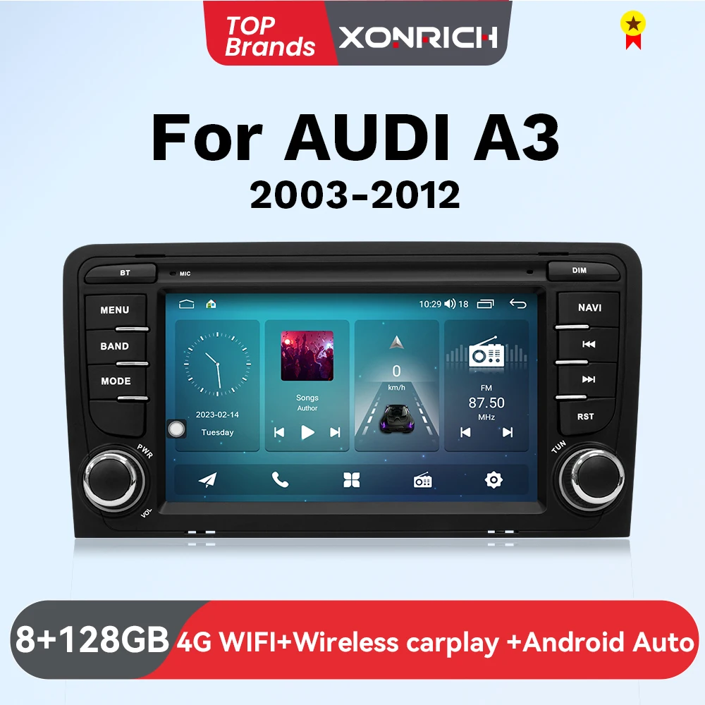 AI Voice Wireless Carplay Car Auto Radio Per Audi A3 8P 2003 - 2013 Android 14 Auto Multimedia GPS BOSE 8 + 128GB Autoradio 4G Wifi