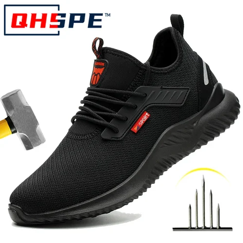 Zapatillas de trabajo con punta de acero para hombre, zapatos de seguridad, botas de trabajo a prueba de perforaciones, calzado Indestructible de moda