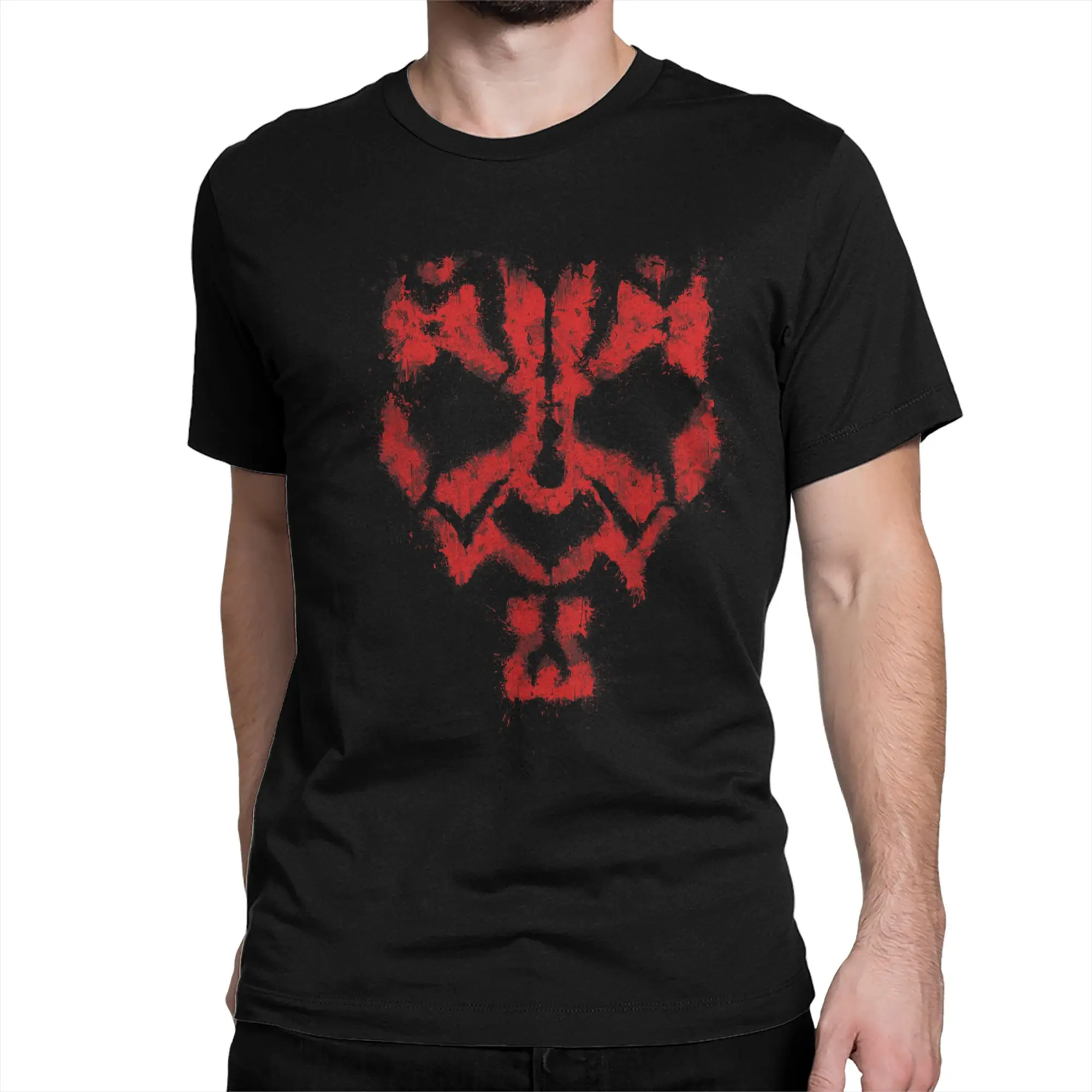 Darth Maul Spray Paint Face T Shirt Men Women's Cotton Funny T-Shirt Crewneck Tee Shirt Short Sleeve Clothing Adult