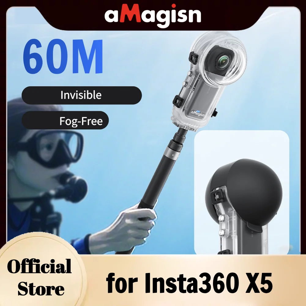 

aMagisn 60m/197ft Dive Housing for Insta360 X5,Fog-Free Underwater Case Invisible Waterproof Shell for Insta 360 X5 Accessories