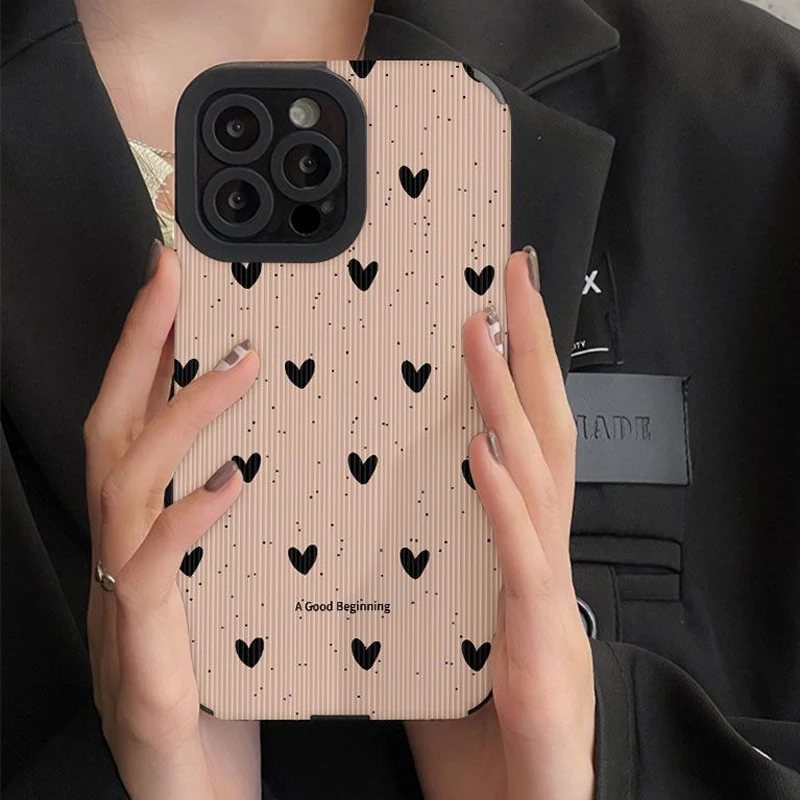 Etui ochronne na aparat Cute Love Heart Couples do iPhone 11 12 13 14 Pro Max 15 Pro Max X XR XS Max 7 8 Plus Miękka tylna obudowa TPU