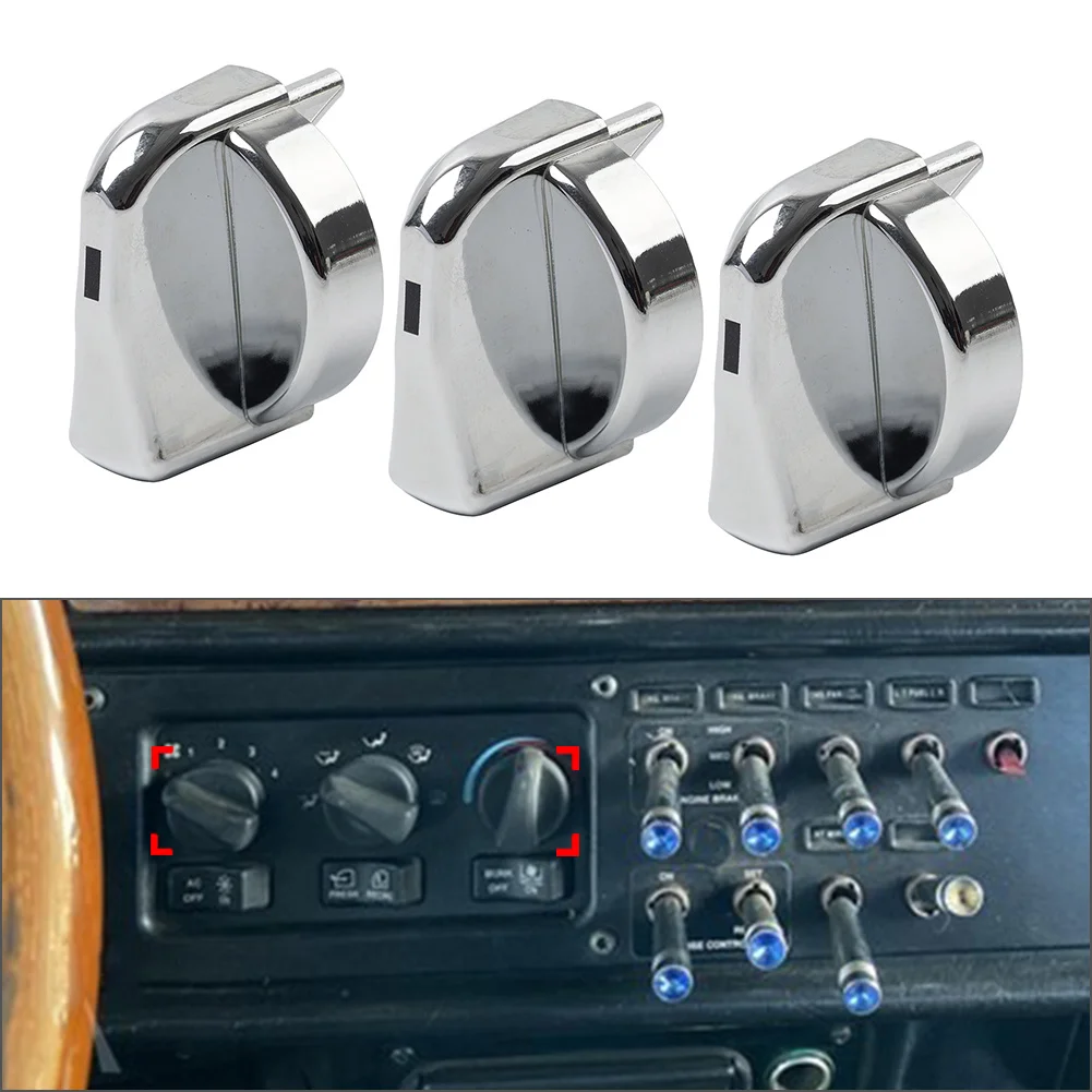 Perilla de Control de calentador A/C cromada para coche, 3 uds., para Peterbilt 330 335 357 367 375 378 379 384 386