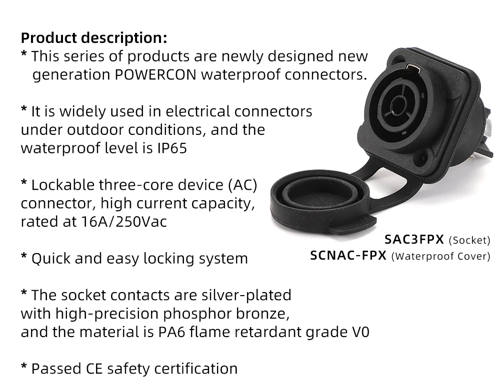 NAC3FX 16A PowerCON Aviation Steckdose Power Eingang Ausgang Adapter IP65 Für Industrielle Steuerung LED Bildschirm Licht Audio Signal ﻿ – Detail 8