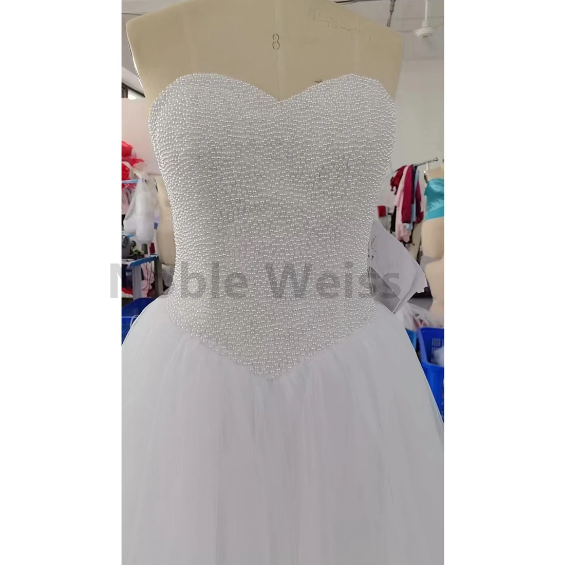 Luxury Beading Wedding Dresses Sweetheart Tulle A-Line Princess Vestido De Noiva Customize