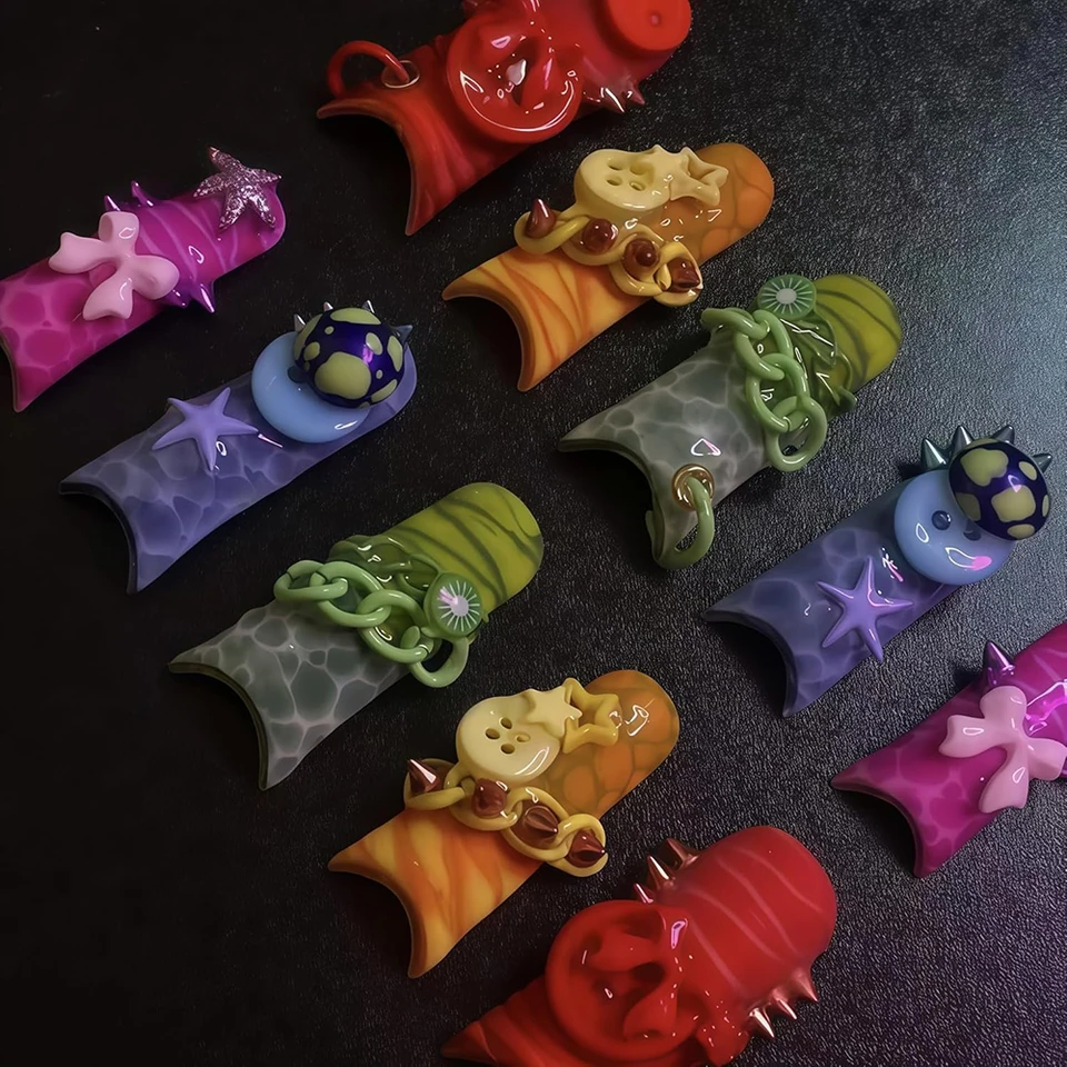 Molde de silicona para charms de uñas en forma de botones 3D, herramienta linda para DIY, múltiples formas, suministros de resina 5