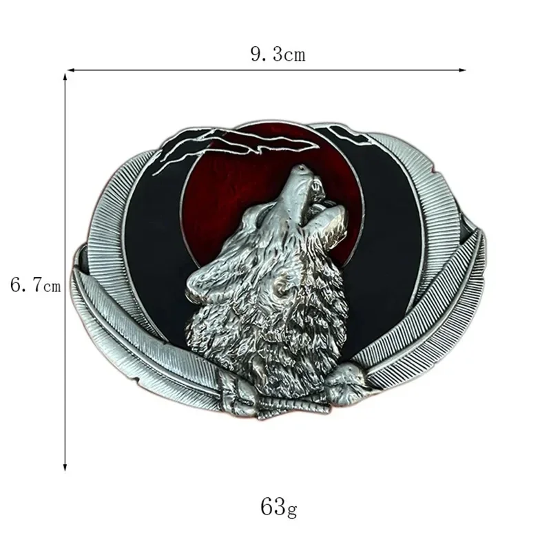 مشبك حزام رأس حيوان عتيق ، على الطراز الغربي ، ذئب