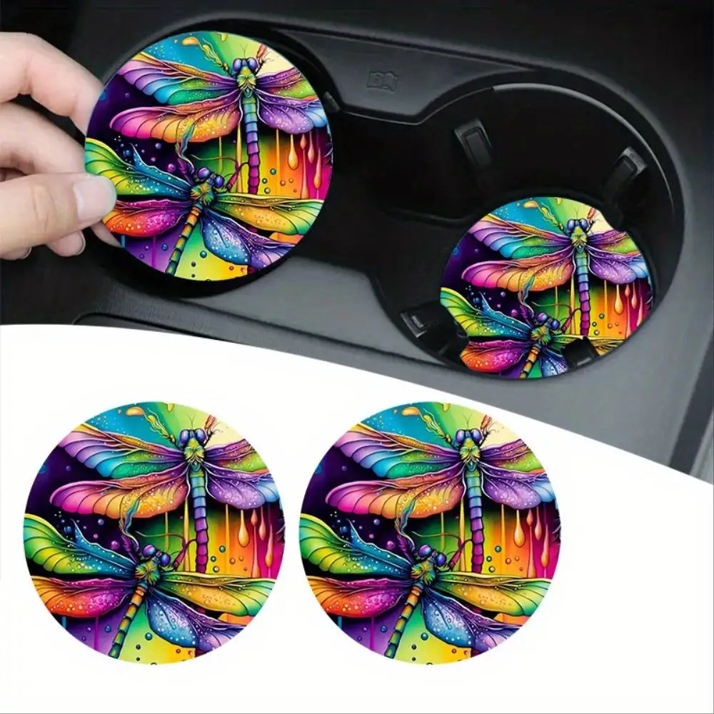 Vibrant Dragonfly EVA Car Coasters Cup Holder & Dining Table Decor Nice Gift