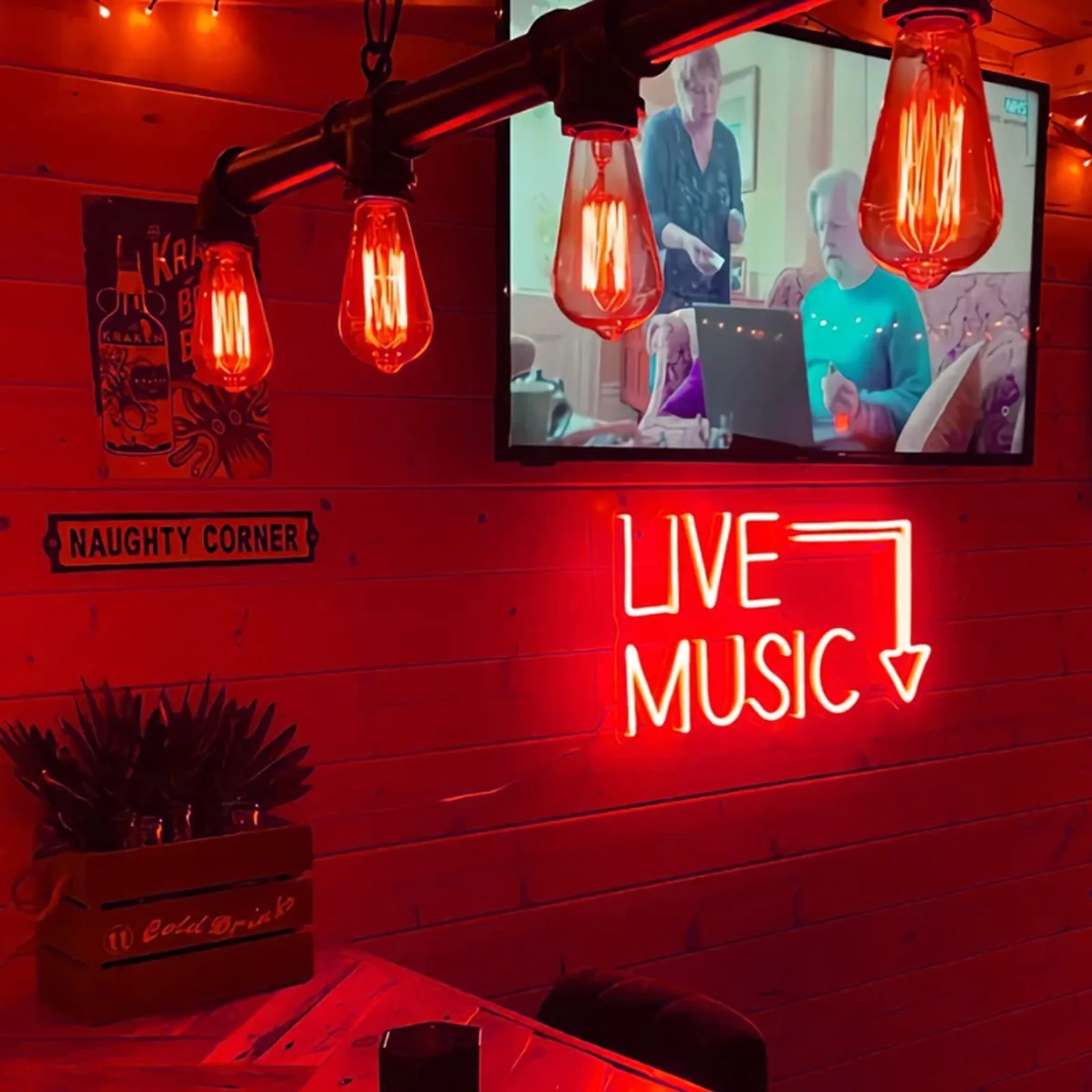 Music Live Led Neon Signs - Handcrafted Led Signs  - Wall Decor Led Light For Nightclub,Bar or Bedroom,Music Stadio