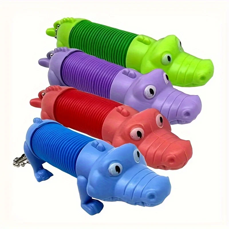 6 Pcs Animal Jumping Tubes, Mini Keychain, Easy To Carry, Sensory Puzzle Toys for Parties, Classroom Prizes, Holiday Gifts