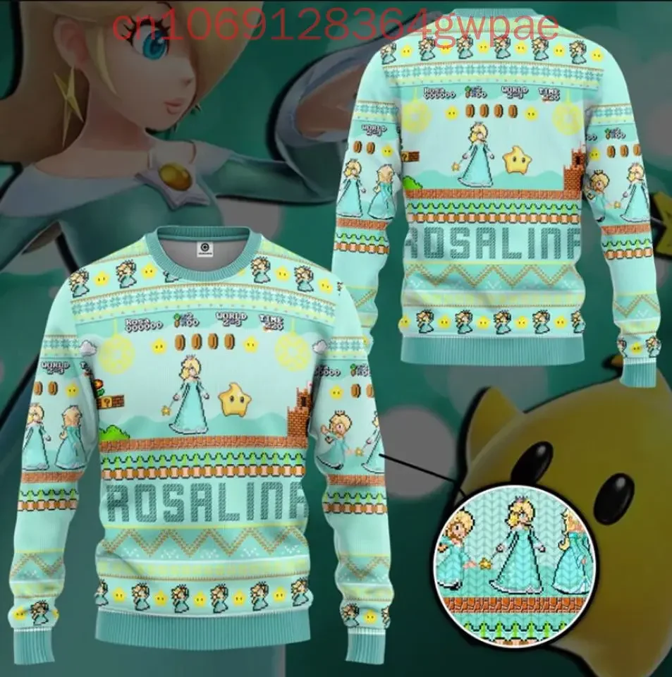 Super Mario Rosalina Christmas Ugly Sweaters Disney 3d Print Christmas Ugly Sweaters Fashion Men's Women's Casual Sweater