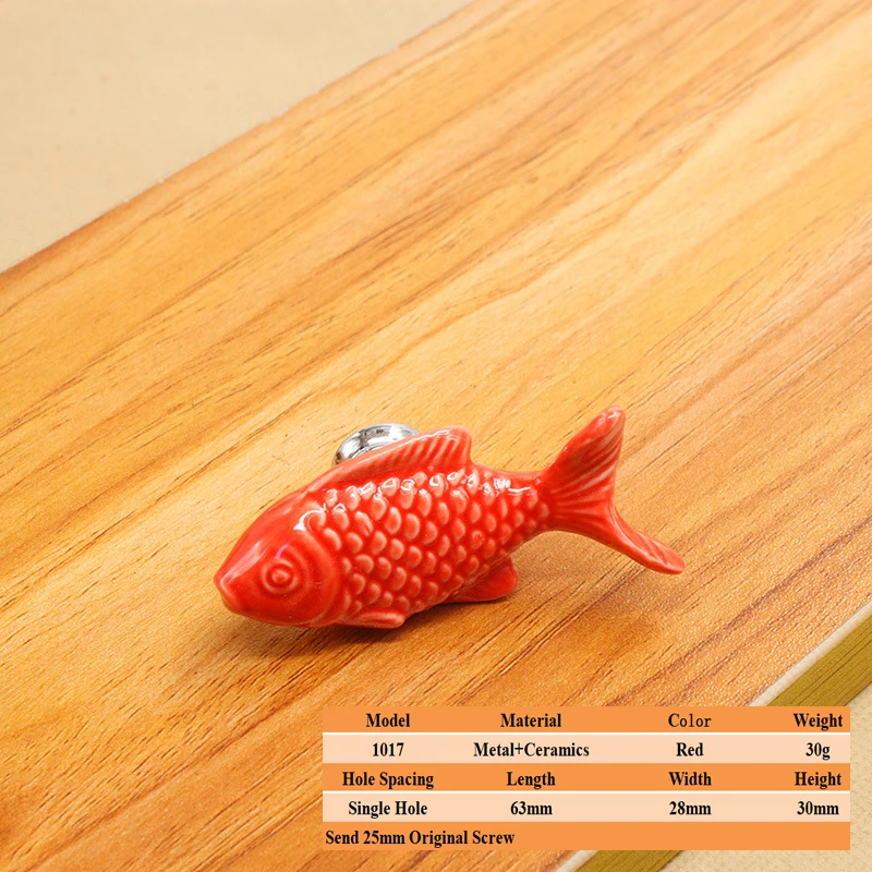 Grass Carp Shape Cartoon Color Wardrobe Single Hole Ceramic Handle Furniture Bookcase Drawer Cupboard Door Handle image 3