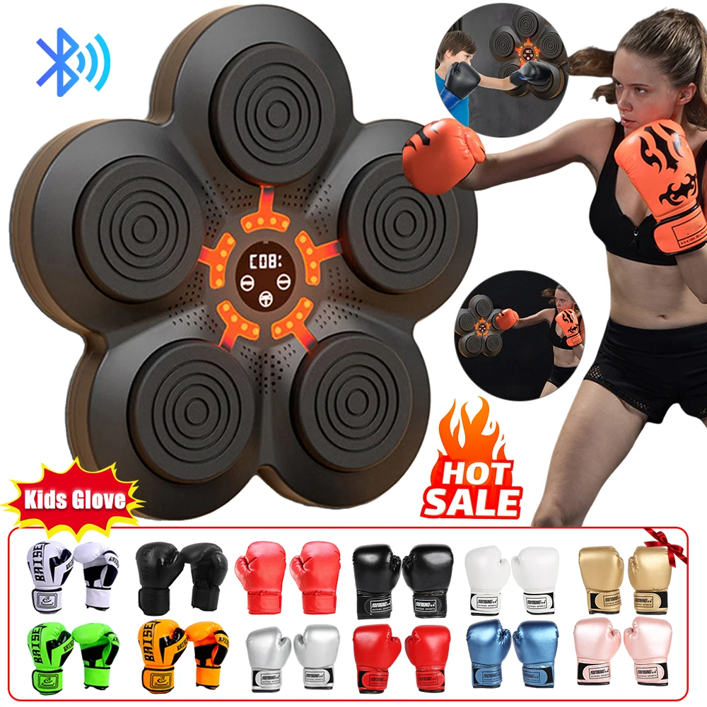 Intelligent Music Boxing Wall Target Bluetooth-Compatible Boxing Training Machine with 2-5 Light Mode USB Charging for Kid Adult