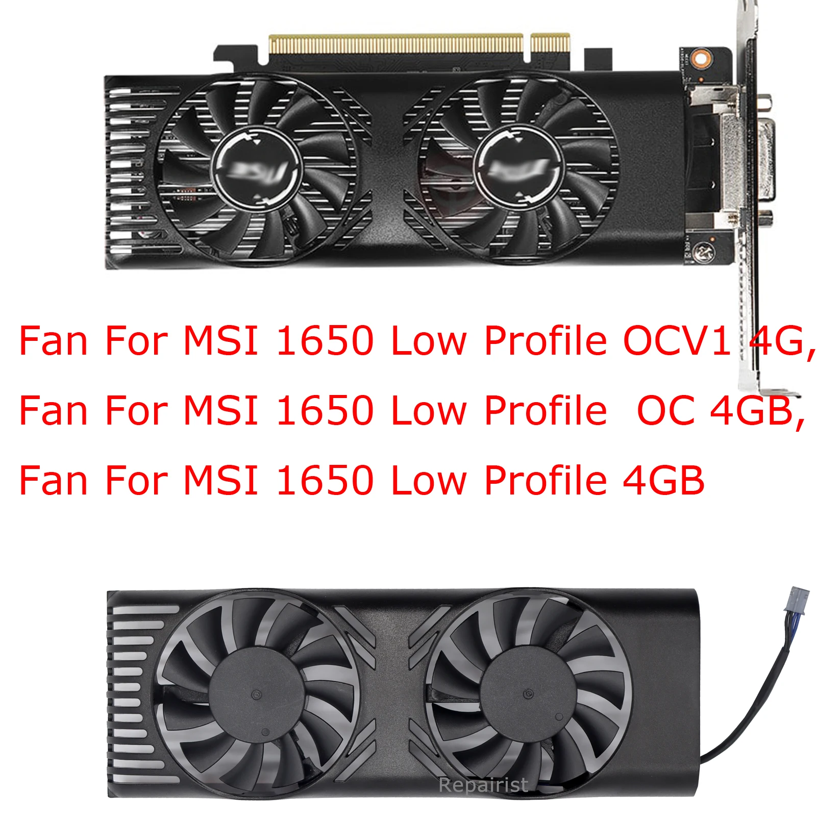 Ventilador de tarjeta gráfica GPU, enfriador de vídeo, HA5510H12F-Z para MSI GTX1650 1650 lp de perfil bajo, HA8010H12C-Z para MSI GTX 1650 VENTUS XS 4g