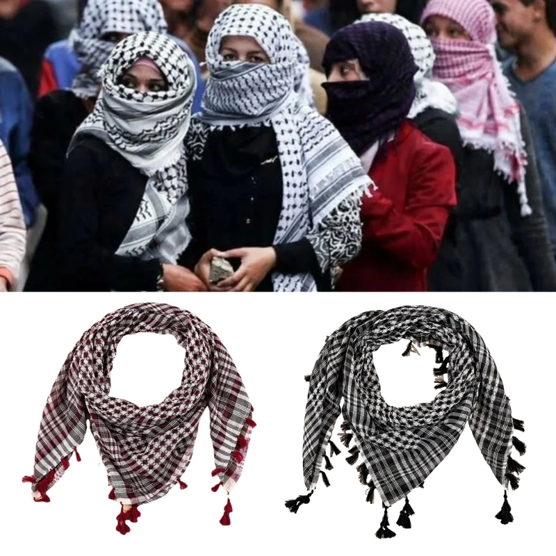 Arabian Shemagh Neckwrap Men Women Ethnic Keffiyeh Arab Hijab Scarf Desert Headscarf Dustproof Face Cover Scarf Jacquard Shawl