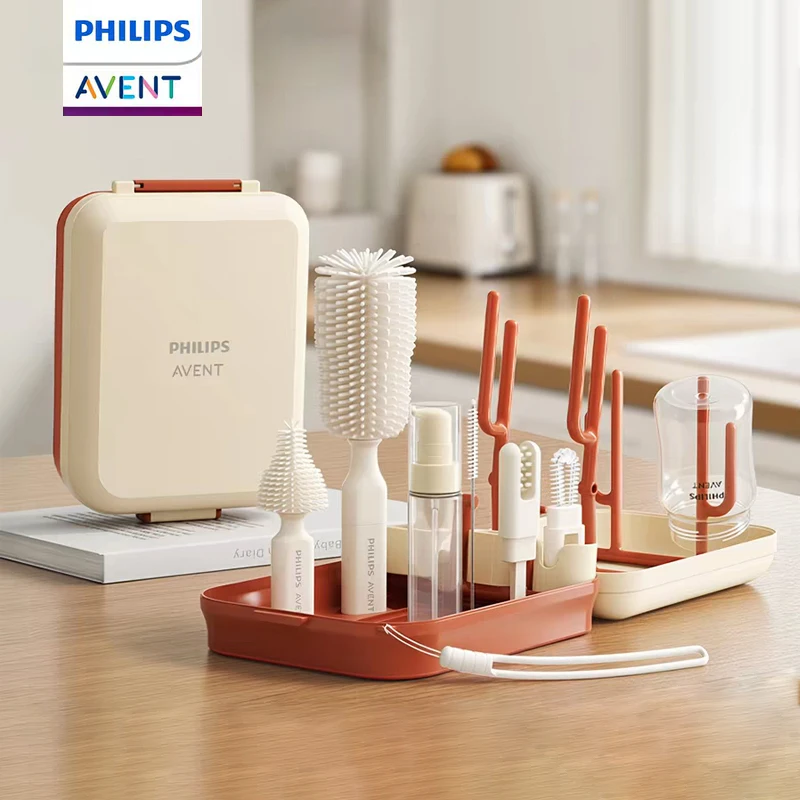 10 in 1 Bottle Cleaner Brush Set with Silicone Bottle Brush,Nipple Cleaner Brush,Bottle Drying Rack for Home and Travel