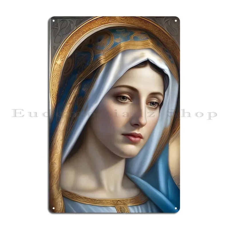 Renaissance Image Of The Blessed Virgin Mary Metal Plaque Poster Cinema Garage Club Wall Decor Customize Tin Sign Poster