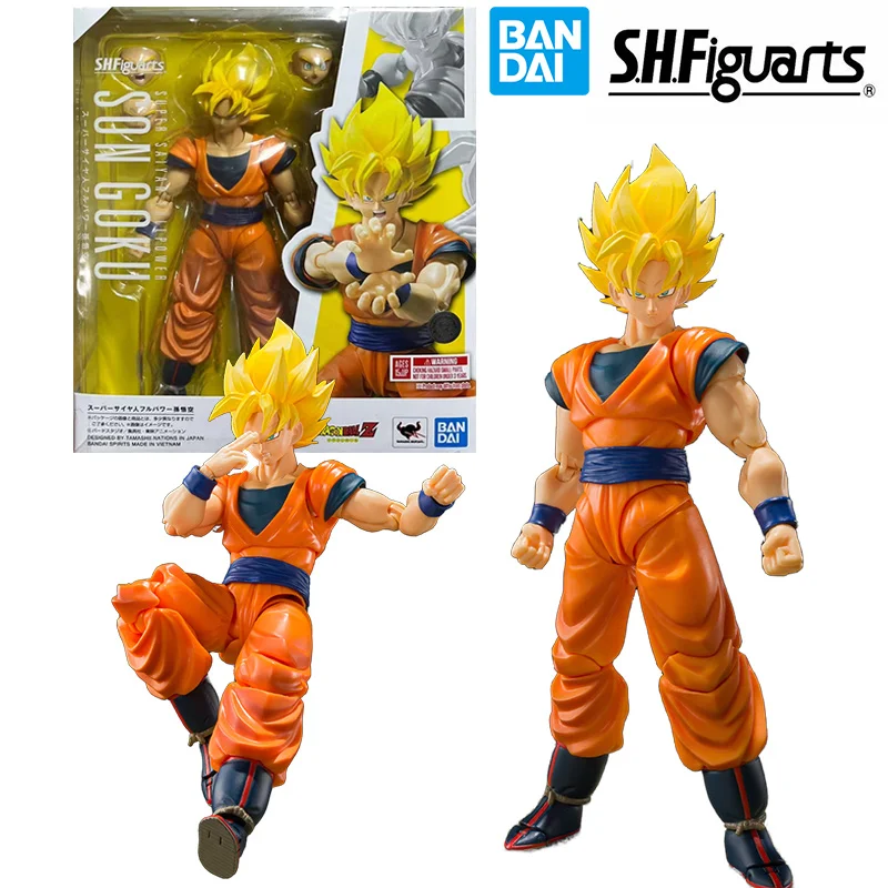 Bandai S.H.Figuarts Super Saiyan Full Power Son Goku Dragon Ball Z 16Cm Anime Original Action Figure Model Toy Gift Collection