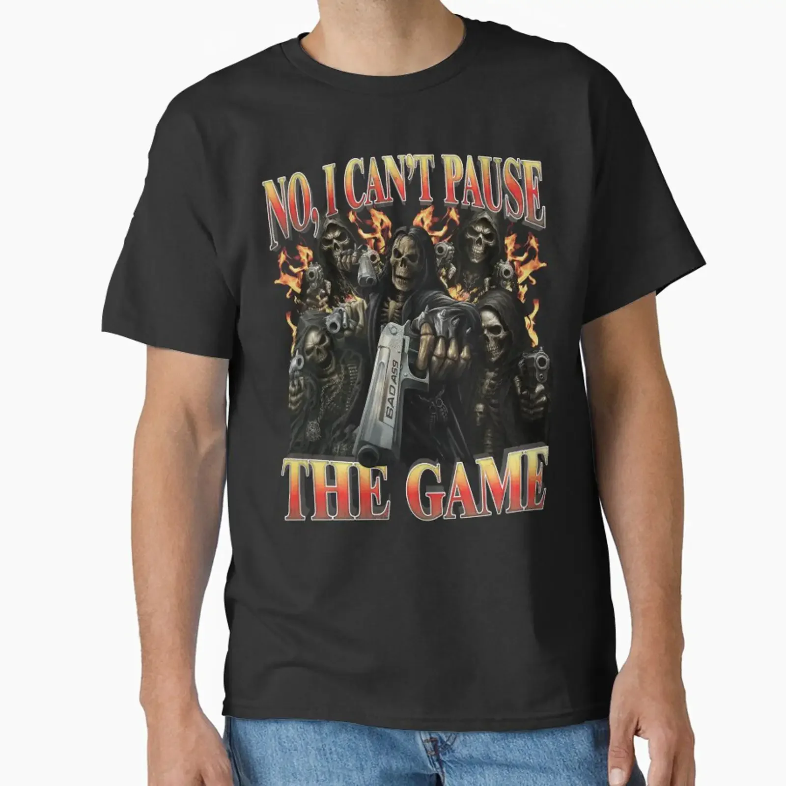 I Can't Pause The Game Classic T Shirt vintage Washed Stylish Stretched streetwear Slightly homme Top For Everyday Wear