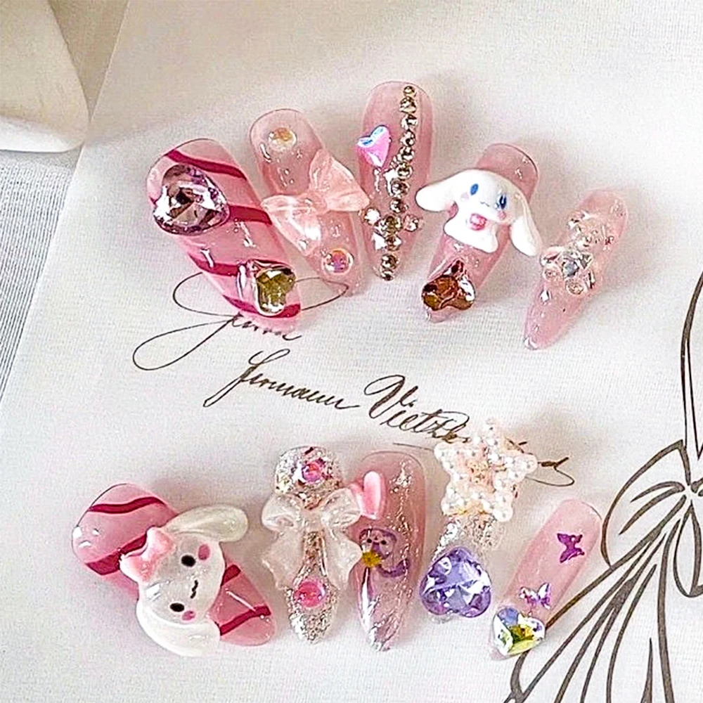 

Sanrio Cinnamoroll мой Мелодия накладные ногти кавайные аксессуары Аниме Kuromi наполнитель накладные ногти дизайн съемный Маникюр девушка подарок