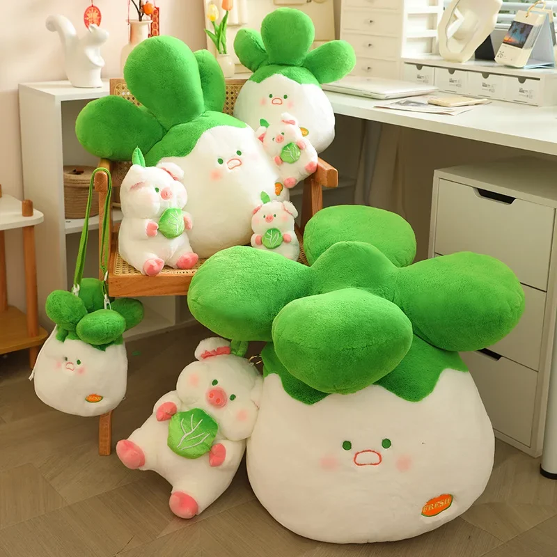 Vegetable Pig Plush Toy Cartoon Cabbage  Soft Stuffed Doll Backpack Car Decora Cabbage Bag Decor Kid Gift