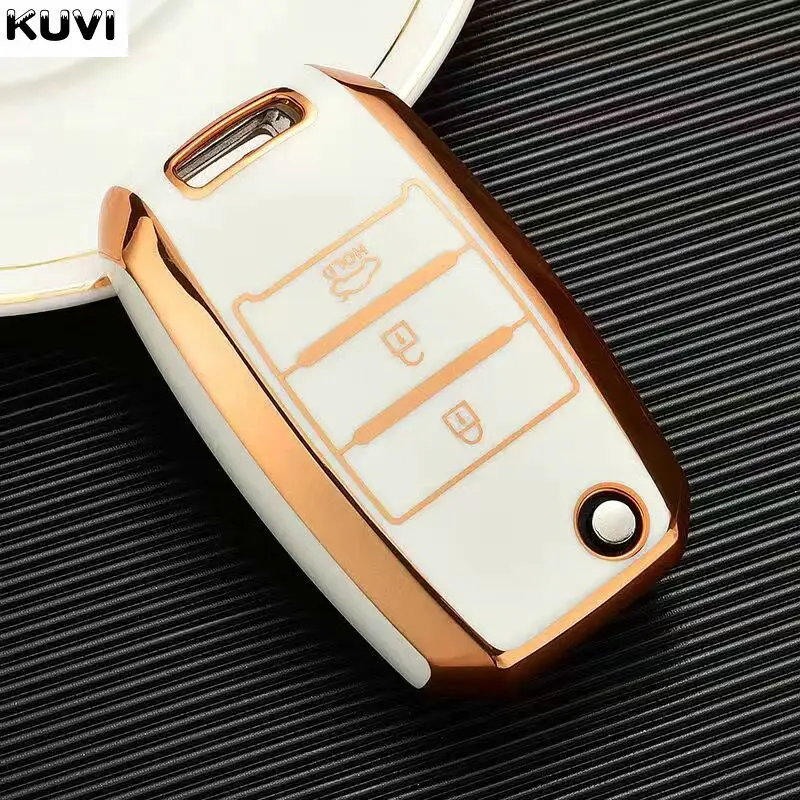 TPU Folding Car Key Cover Protection For KIA Sid Rio Soul Sportage Ceed Sorento Cerato K2 K3 K4 K5 Remote Case Protect Keychain